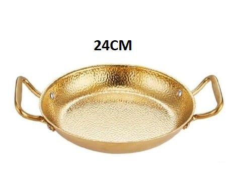 Stainless Steel Gold Paella Hand Nonstick Hammered Spanish Cooking Pan with Dual Handle Gold