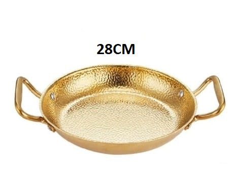 Stainless Steel Gold Paella Hand Nonstick Hammered Spanish Cooking Pan with Dual Handle Gold