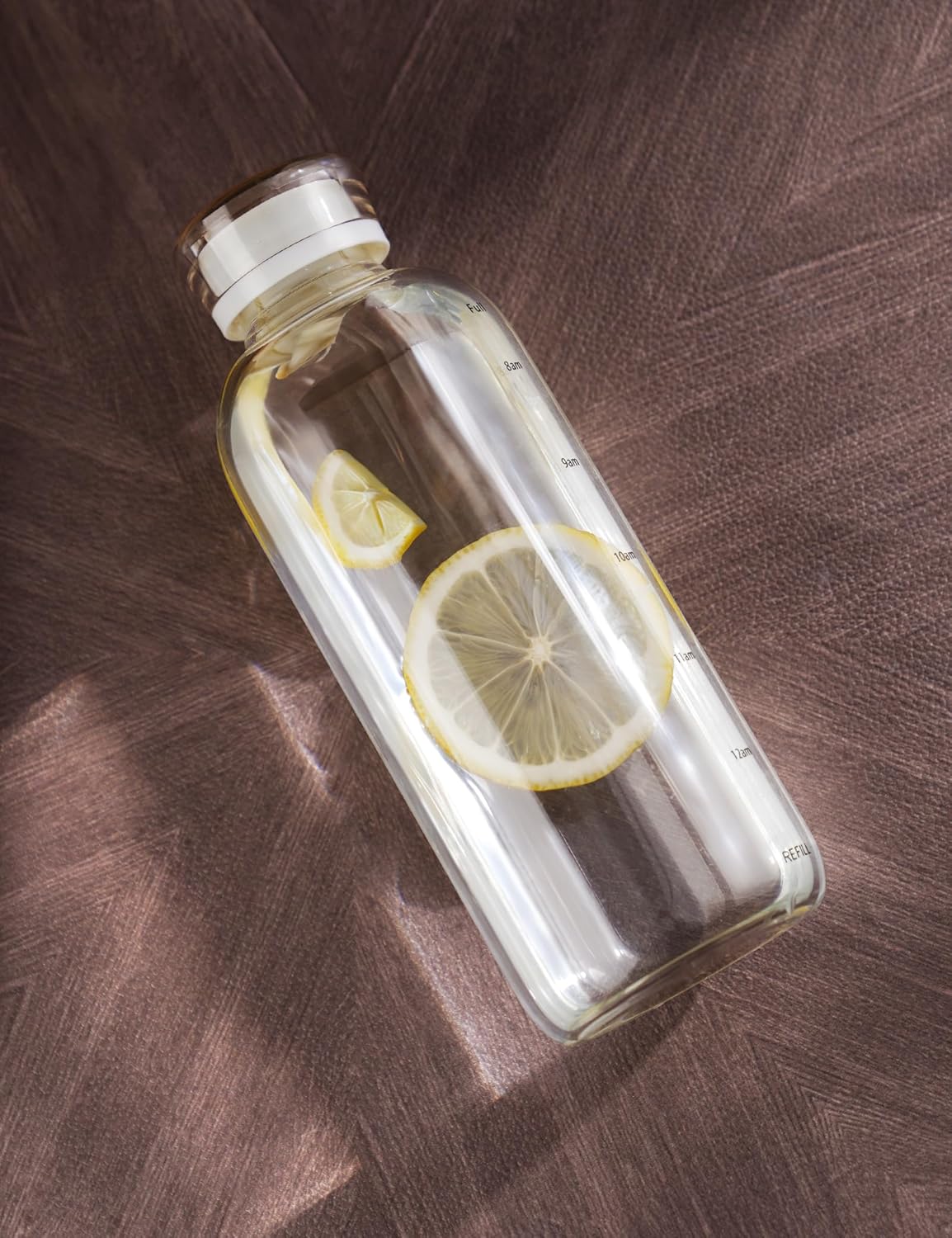350/750ml Transparent glass bottle time scale with 2 lid + straw, leak proof