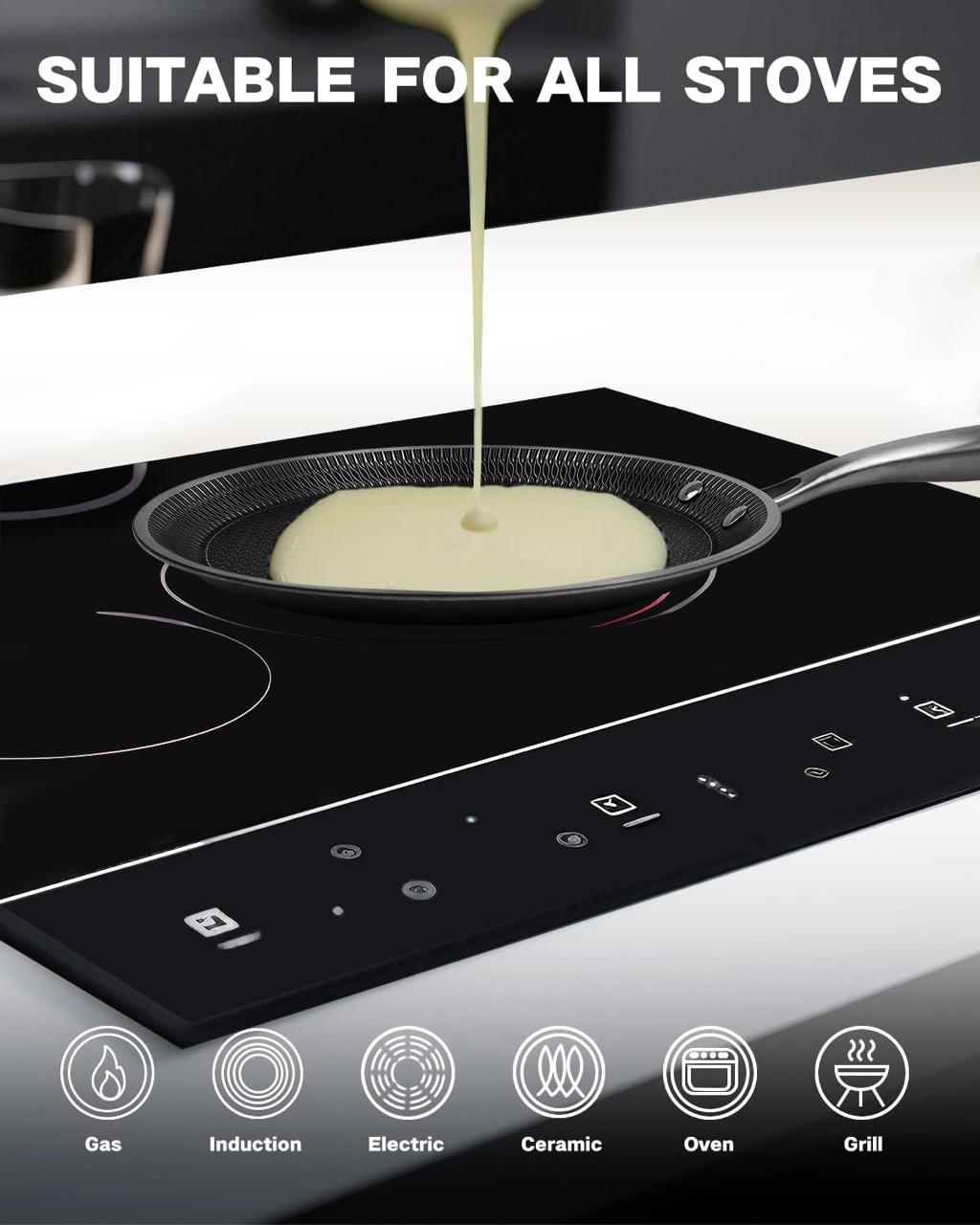 Stainless Steel Honeycomb Nonstick Crepe Pan, Tawa Dosa Tortilla Griddle Pan, Induction Compatible, PFOA Free