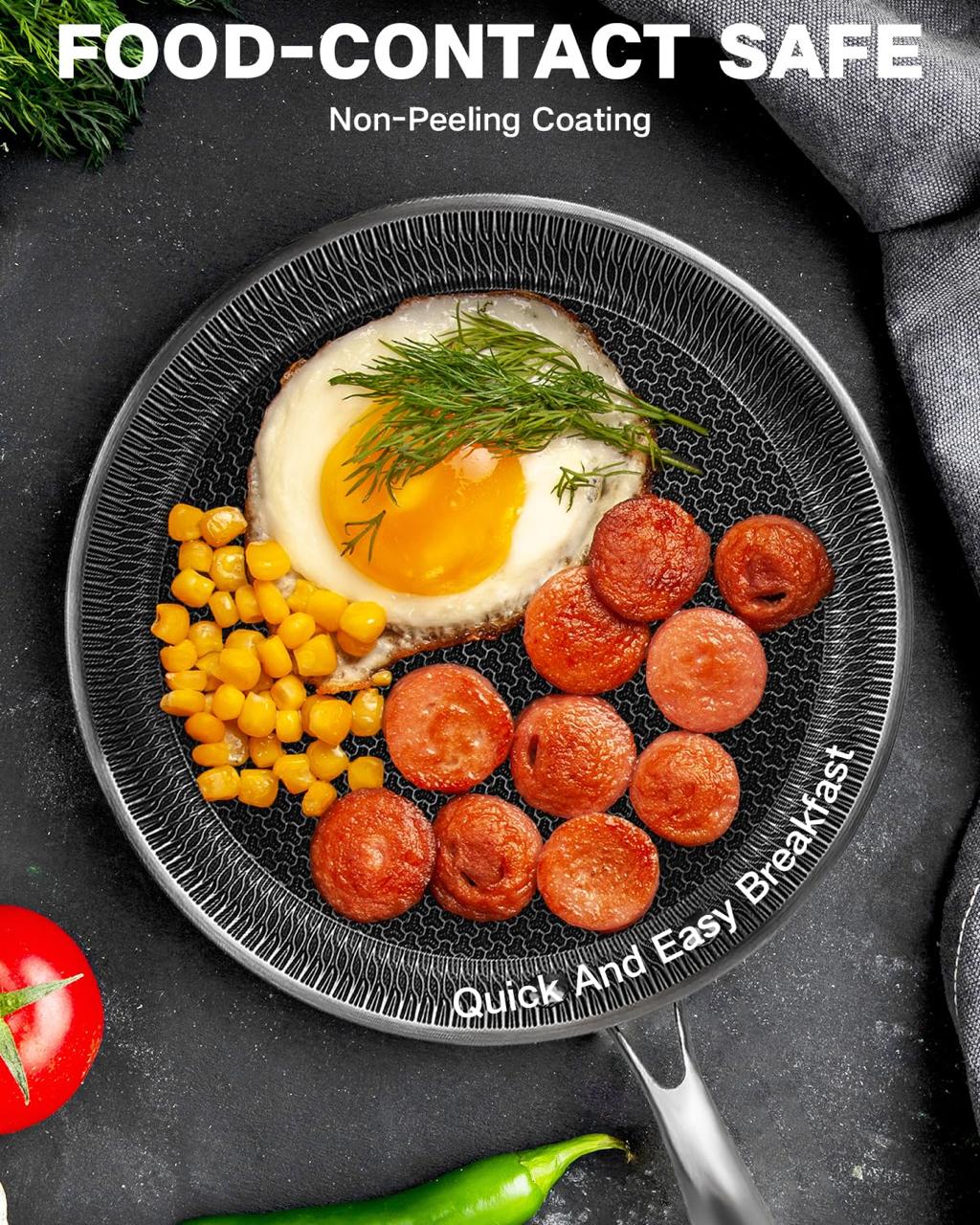 Stainless Steel Honeycomb Nonstick Crepe Pan, Tawa Dosa Tortilla Griddle Pan, Induction Compatible, PFOA Free