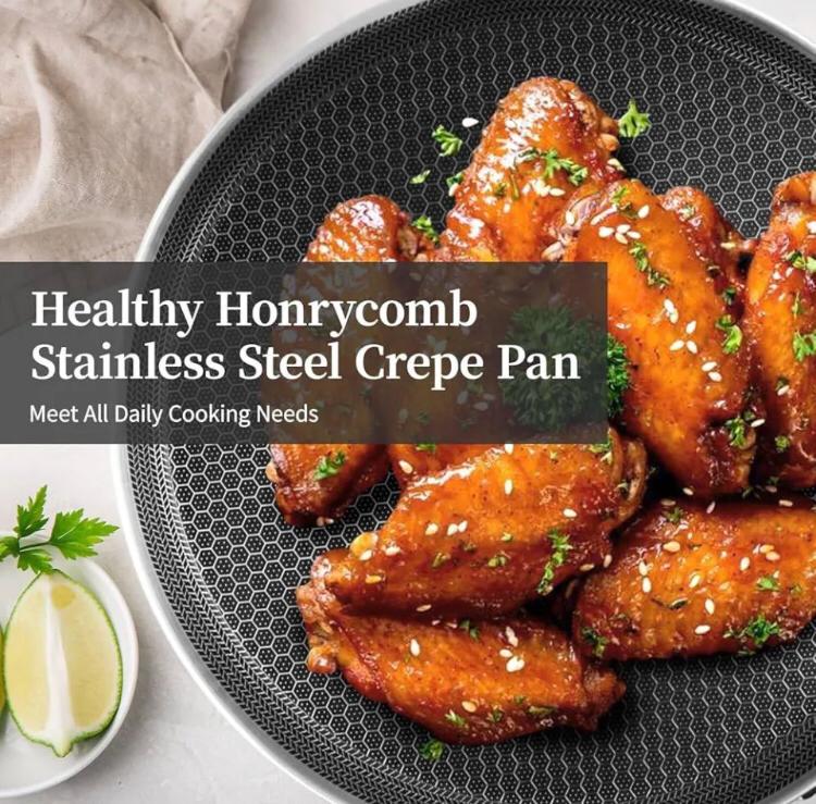 Stainless Steel Honeycomb Nonstick Crepe Pan, Tawa Dosa Tortilla Griddle Pan, Induction Compatible, PFOA Free
