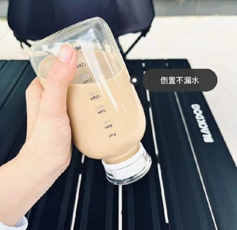 350/750ml Transparent glass bottle time scale with 2 lid + straw, leak proof