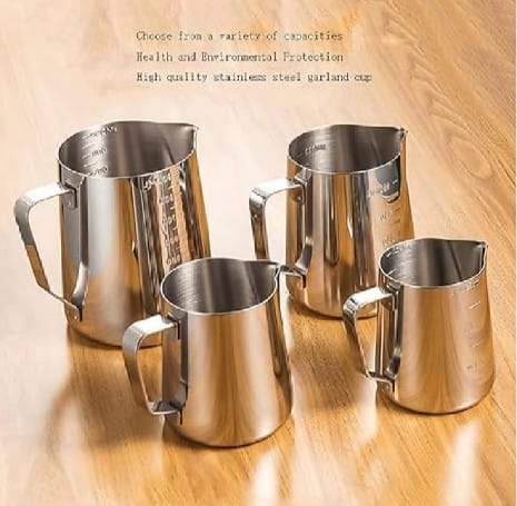 Stainless Steel Milk Frothing Pitcher Cup, Coffee Bar Cappuccino Espresso Machine Accessories