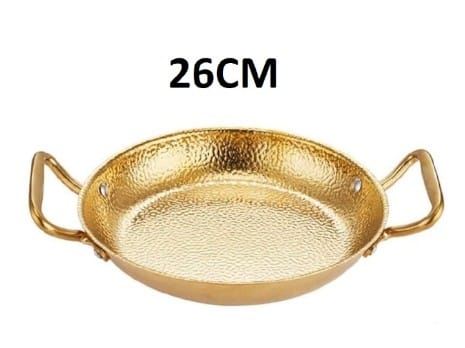 Stainless Steel Gold Paella Hand Nonstick Hammered Spanish Cooking Pan with Dual Handle Gold