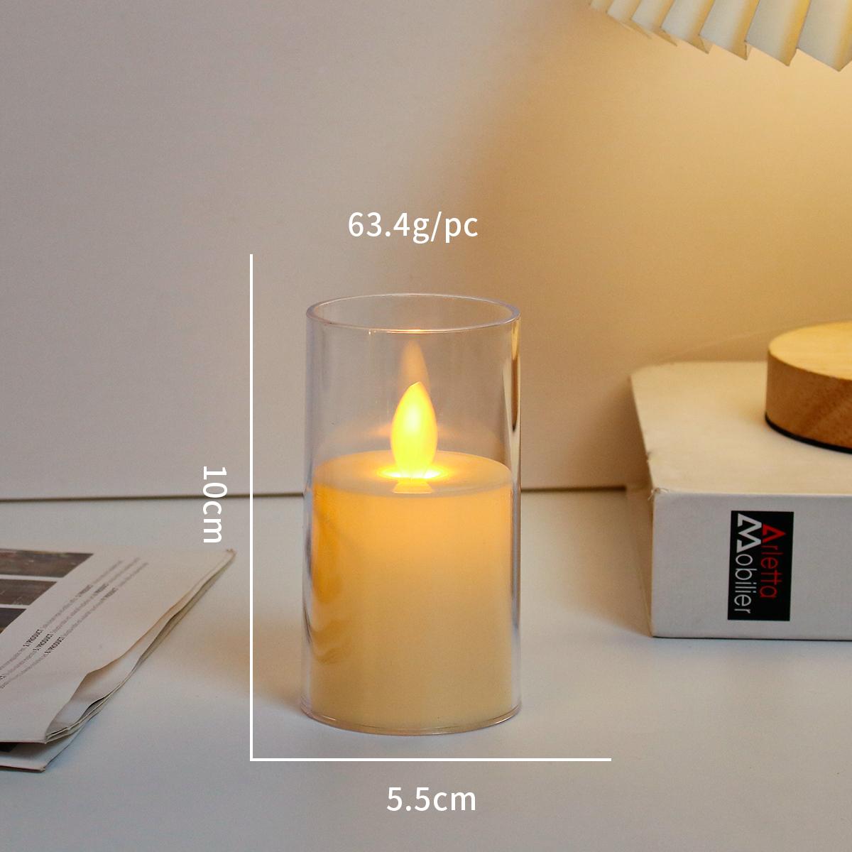 Set of 3pcs Flameless LED Candle  with Acrylic Glass  Swing Move Flickering Candle