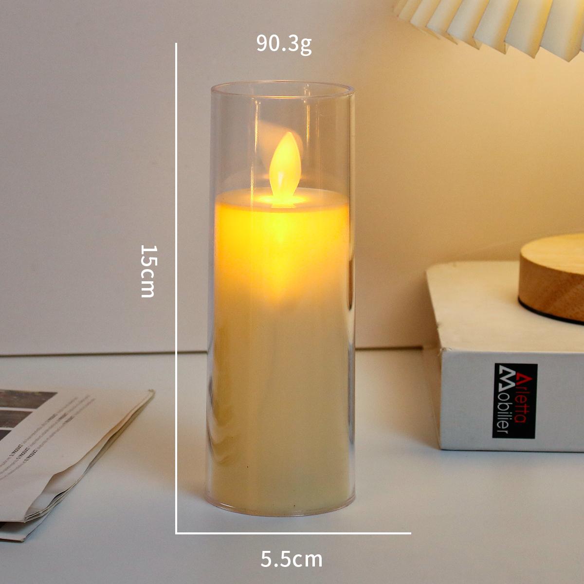 Set of 3pcs Flameless LED Candle  with Acrylic Glass  Swing Move Flickering Candle