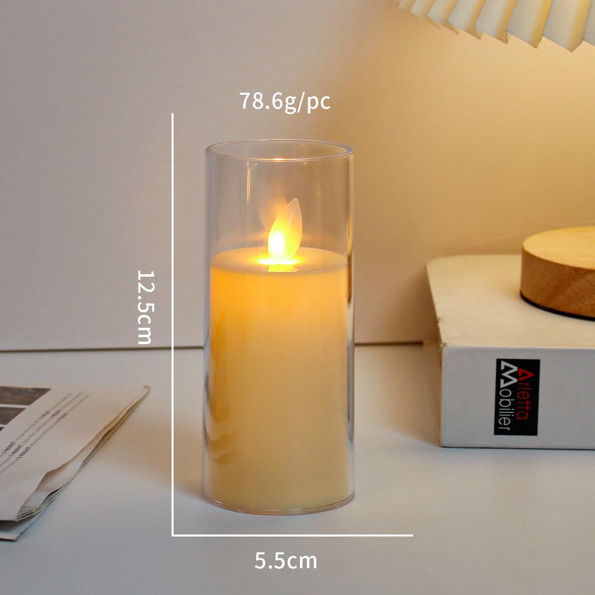 Set of 3pcs Flameless LED Candle  with Acrylic Glass  Swing Move Flickering Candle